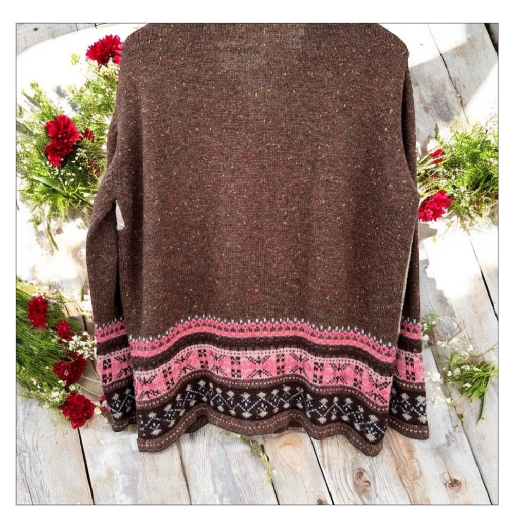 VTG Cottage-core Embroidered Appliquéd Cardigan Sweater-Adorable! Sz L EUC🌺 - Picture 7 of 16